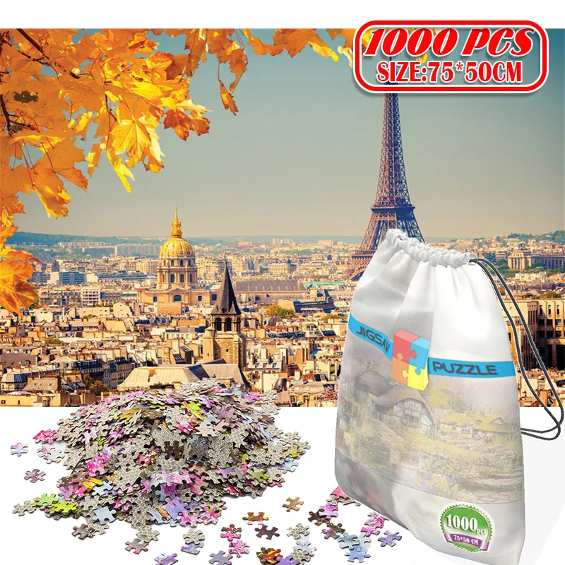 

1000Pcs Eiffel Tower 3D Jigsaw Puzzles Adults Game Toys for Toys Boring Game Building Assembling Educational Toys
