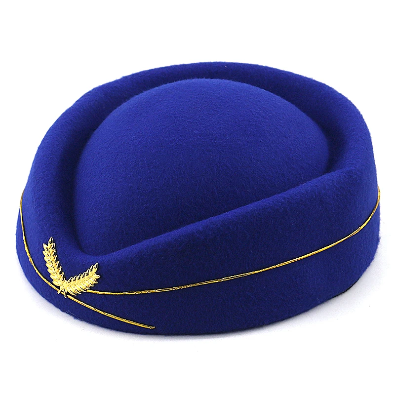 Модные береты стюардессы, теплые шерстяные Элегантные женские шапки на осень и зиму, универсальные, опт - Цвет: Синий