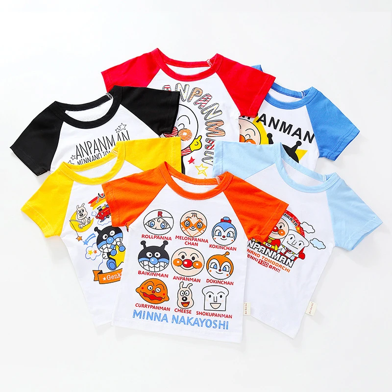 Anpanman/новые детские футболки на лето, детские футболки с рисунками для маленьких мальчиков и девочек, хлопковые топы для малышей от 18 месяцев до 8 лет, 7 цветов