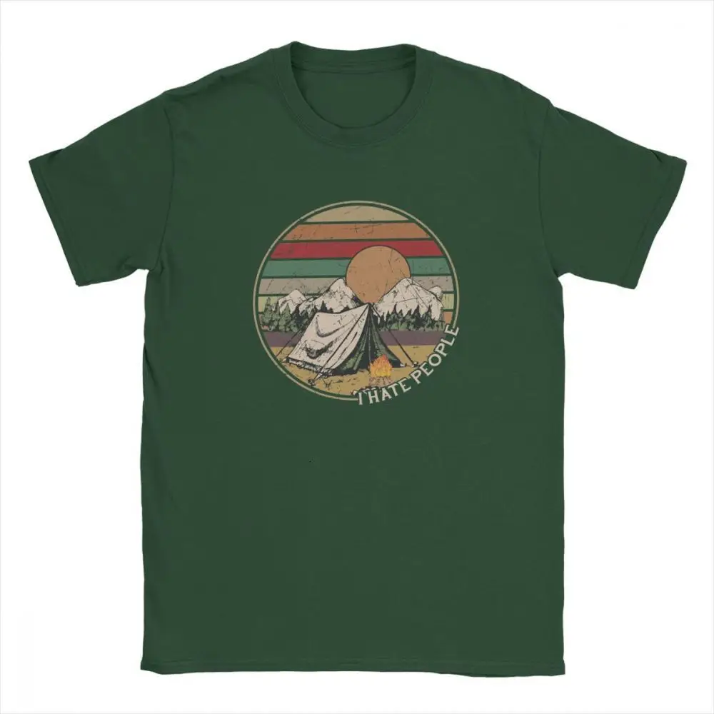 Forest Green One yona Love Camping I Hate People винтажные Забавные футболки для мужчин Кемпинг Туризм короткий рукав топы подарок футболки хлопок вырез лодочкой - Цвет: Forest Green