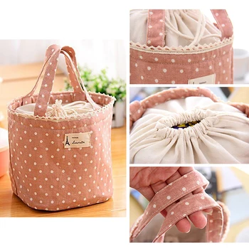 

Practical Lunch Boxes Lynon Durable Portable Thermal Cooler Carry Tote Waterproof Picnic Insulated Bags Dot Printed Lunch Box