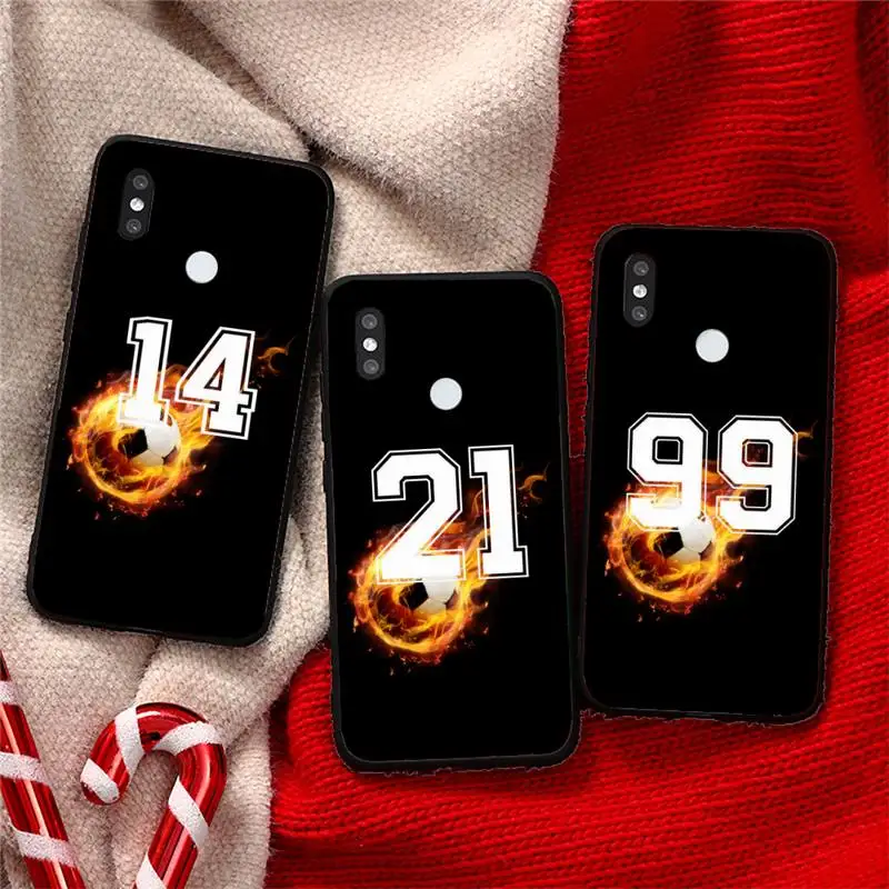 

Football Lucky number And letter Phone Case For Xiaomi Redmi Note 4 4x 5 6 7 8 pro S2 PLUS 6A PRO