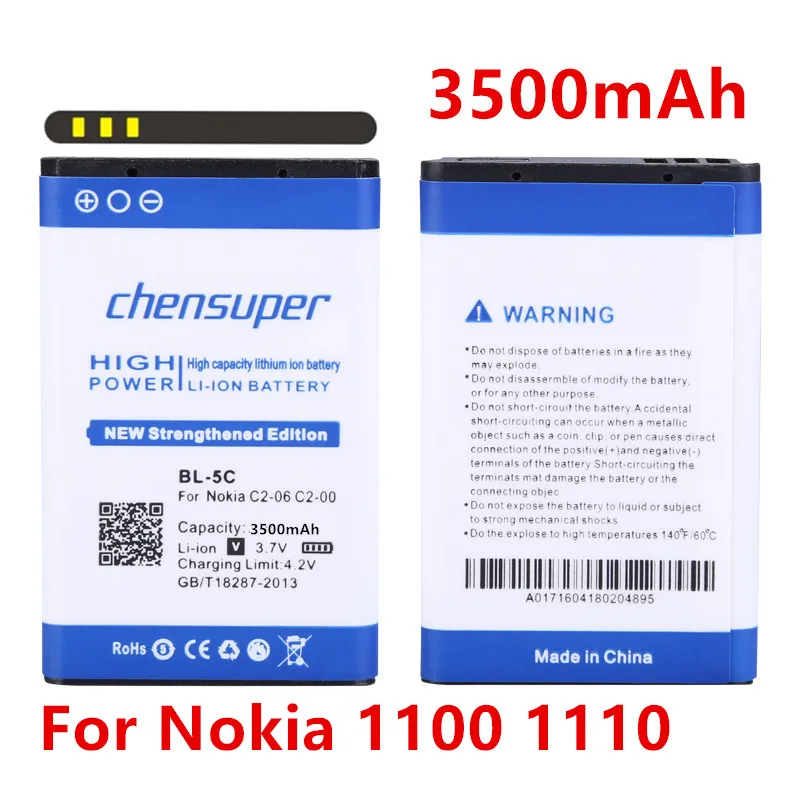 Nuovo Bl-5C Sostituzione Della Batteria Reale 3500Mah Per Nokia 2610 2600 2300 6230 6630 N70 N71 C2-02 C2-03 C2-06 X2-01