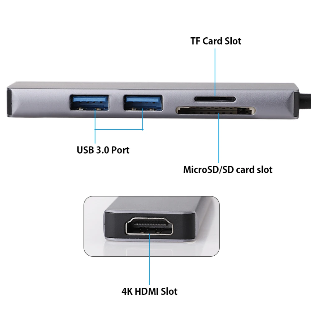 5 в 1 Тип C адаптер концентратор к Hdmi USB 3,0 SD TF кард-ридер для портативных ПК Аксессуары USB концентратор для Macbook pro USB-C USB C концентратор