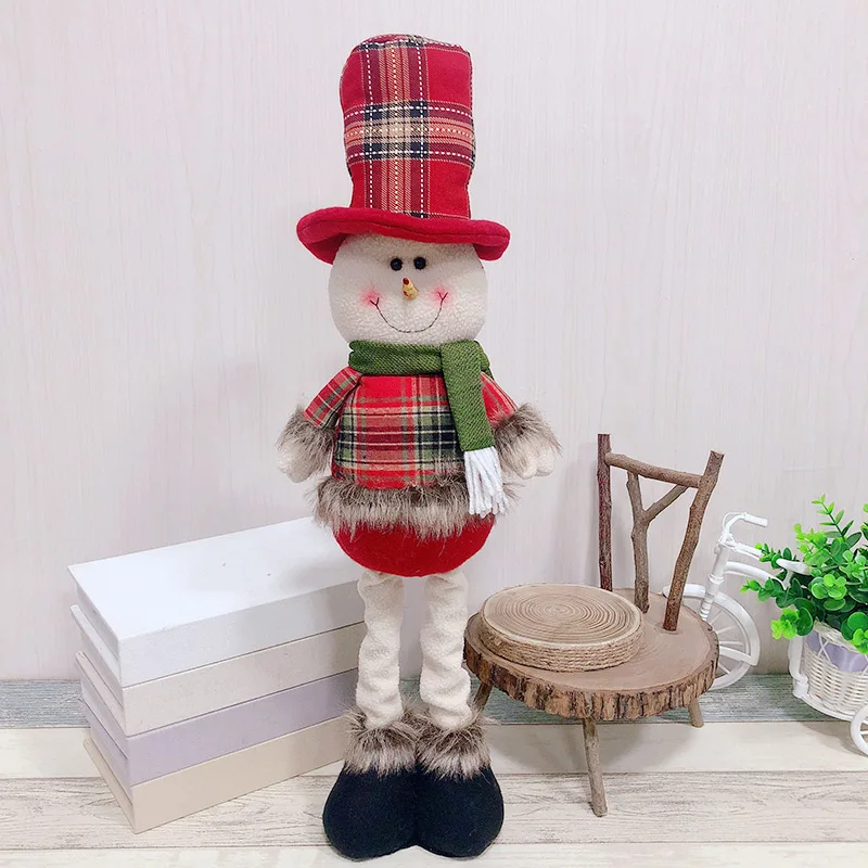 57cm Snowman Christmas Dolls Elk Snow Man Retractable Standing Toy Christmas Decoration for Home Party Birthday Kid Gift