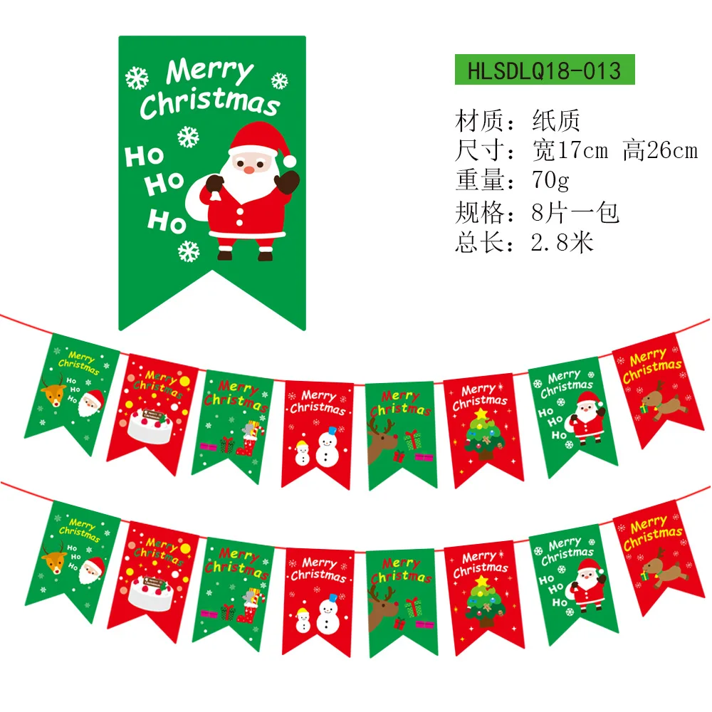New Style Christmas Showcase Hotel Scene Decoration Flags Christmas Paper Hanging Flag