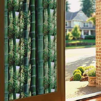 

Bamboo Pattern Glass Sticker Static Cling Privacy Protection Reusable Removable Opaque Multi-Size Window Door Cabinet Decoration