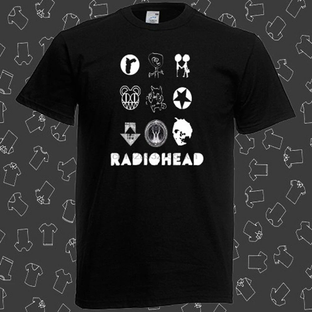 Radiohead Обои Логотип альтернатива рок группа Мужская черная футболка | одежда