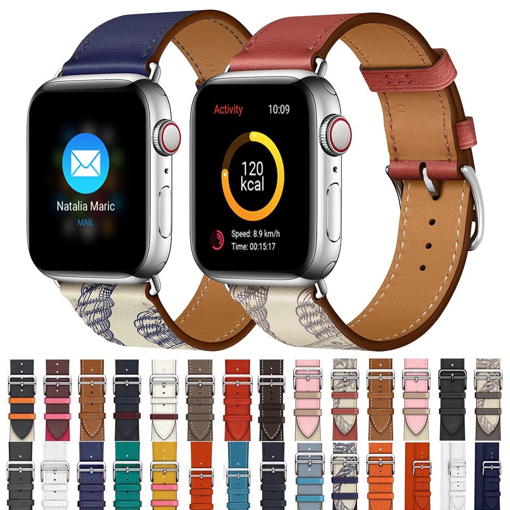

Cow Leather strap For Apple Watch 5 band 44mm iwatch Series 4 3 2 1 smart Accessories 42mm loop 38mm bracelet Replacement 40mm