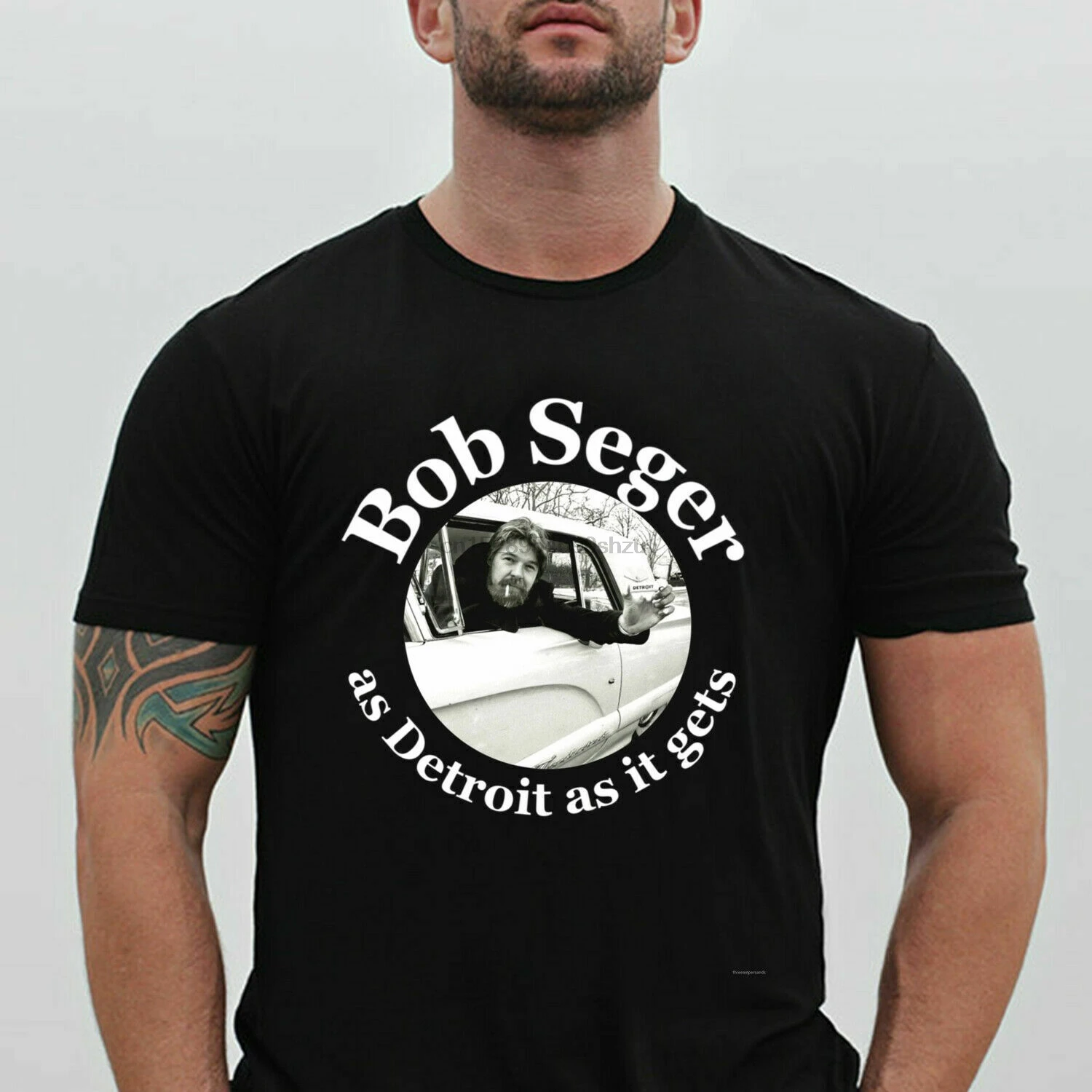 

Bob Seger As Detroit As It Gets Black Cotton T-Shirt Men Tee Cotton Size S-5xl
