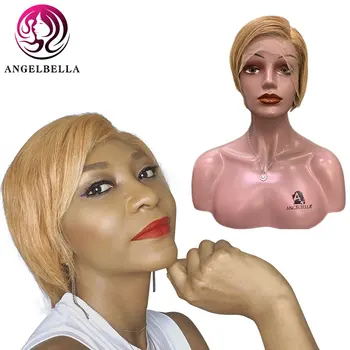 

Angelbella 13*4 Brazilian Straight Remy Hair Ear To Ear Front Lace Wigs 8 inch 130% Density Side Part Lace Front Wig