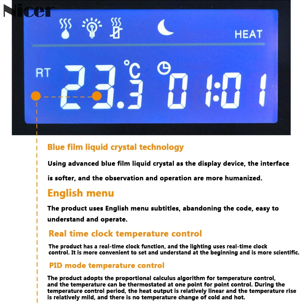 Цифровой термостат для аквариума PID Температура контроллер Водонепроницаемый
