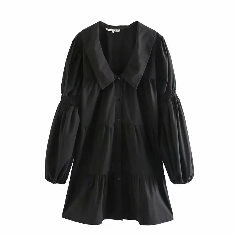 

2020 Spring New Style Retro Western Style INS Network Hongbo Main Loose-Fit Laminated Long Sleeve Loose-Fit Dress GIRL'S Dress