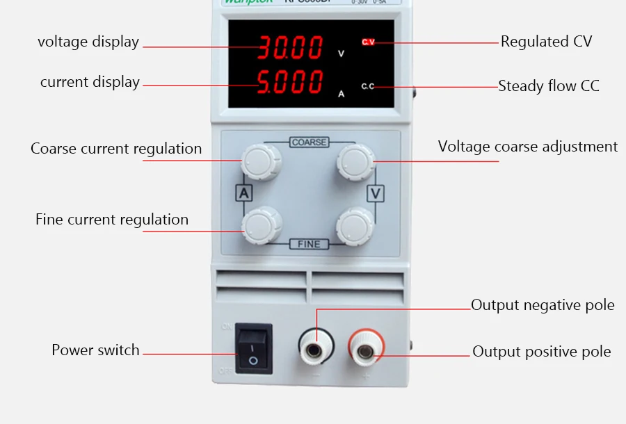 High quality KPS303DF 30V3A 110V-230V 0.1V/0.001A EU LED Digital Adjustable Switch DC mA display
