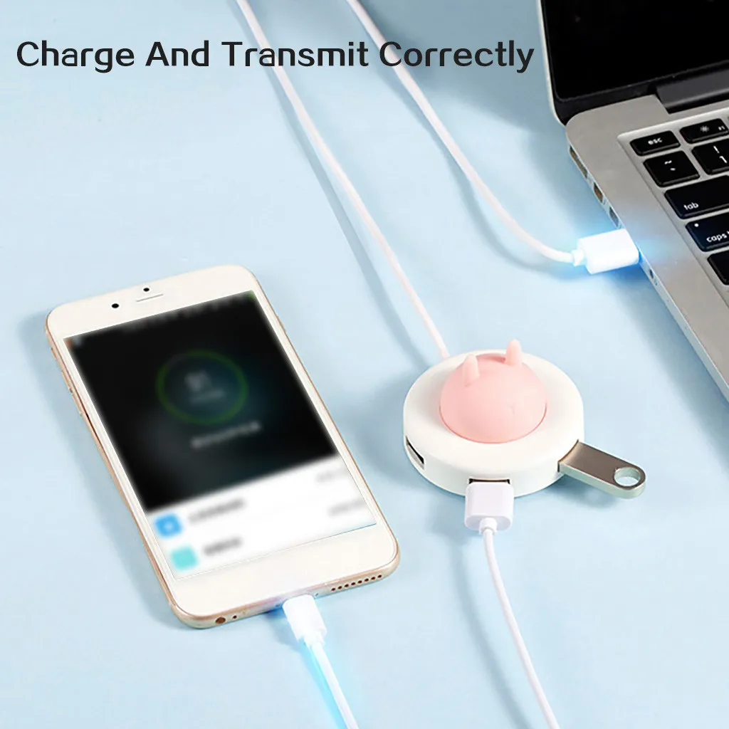 Мультяшный портативный usb-хаб кабель для зарядки атмосферный ночной Светильник расширитель 4 порта usb-хаб s адаптер разветвитель Кабель адаптер Usb