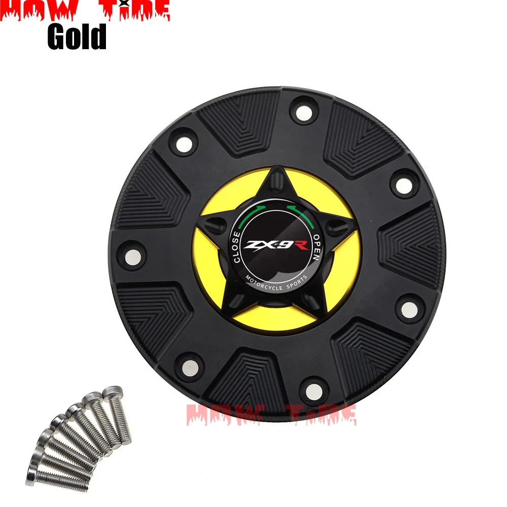 Золотой ZX-9R крышка газового топливного бака для Kawasaki ZX9R ZX 9R 1994-2003 аксессуары для мотоциклов CNC алюминиевая масляная крышка мотоцикла - Цвет: Золотой