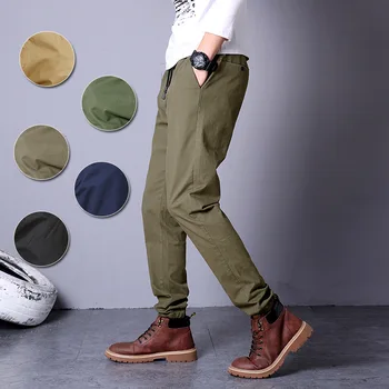 

High Waist Hip Elastic Pants Men Solid Slim Wild Sports Trousers Casual Spring 2020 Pantalones