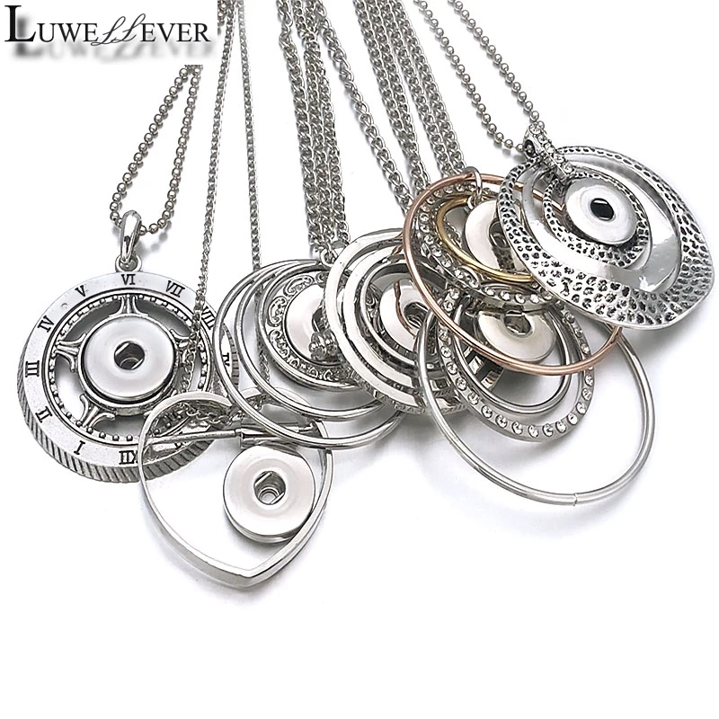 LUWELLEVER Hollow Heart Necklace Interchangeable Ginger 092 Fit 18mm Snap Button Charm Jewelry For Women Gift | Украшения и