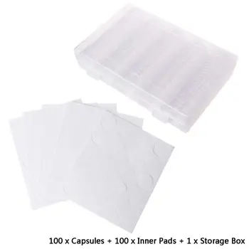 

100Pcs Clear Round 30mm Direct Fit Airtight Coin Capsules Holder Display Collection Case With 20/25/27mm Pad Rings & Storage Box