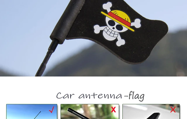 Antena Decorativa Para Coche Con Bandera Pirata Jolly Roger - Diseño Divertido Y Original