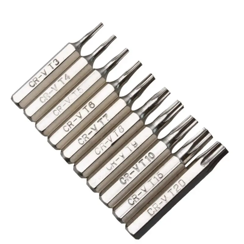 

10PCS CR-V Torx Screwdriver Bits Set T3 T4 T5 T6 T7 T8 T9 T10 T15 T20 Mobile Repair Bit Plum Blossoms Repairing Head