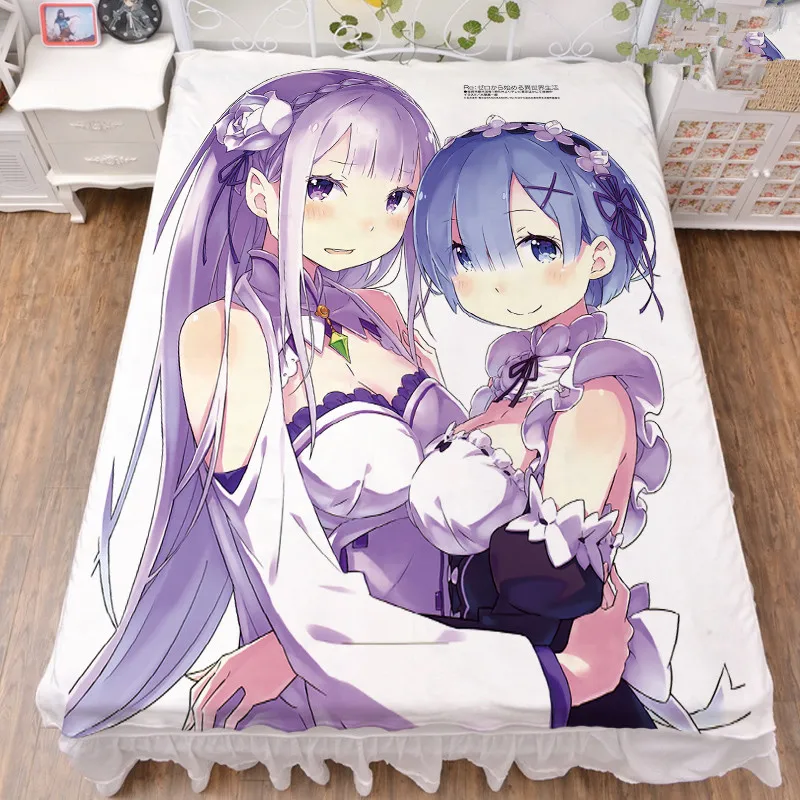 August японское аниме Re Zero kara Hajimeru Isekai Seikatsu фланелевое одеяло летнее одеяло кровать молочное волокно лист 150x200 см - Цвет: re46