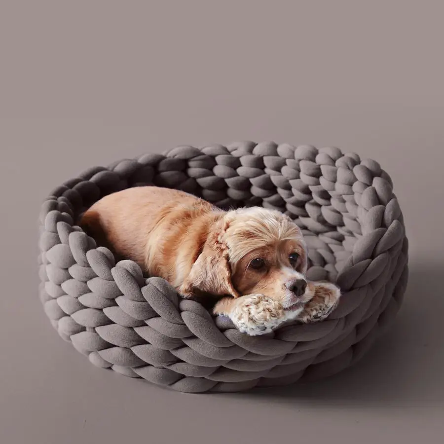 Cat Bed Round Dog Beds Hand Made Thick Wool Pet Kennel Washable Dogs Nest for Small Medium Pets Couch Puppy | Дом и сад