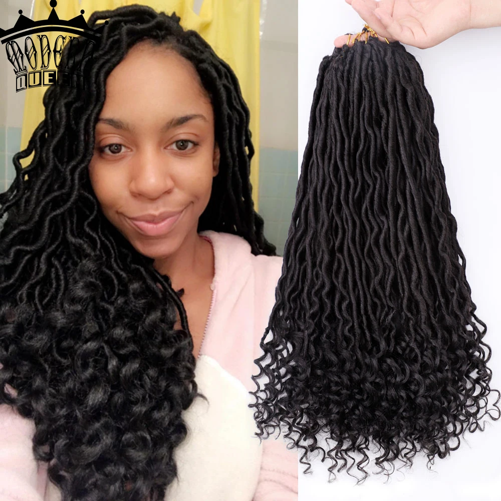 Best Seller Braid Hair Curly Crochet Faux-Locs Hair-Extensions Ombre Bohemian Modern-Queen 18--Inch YypywMxK8