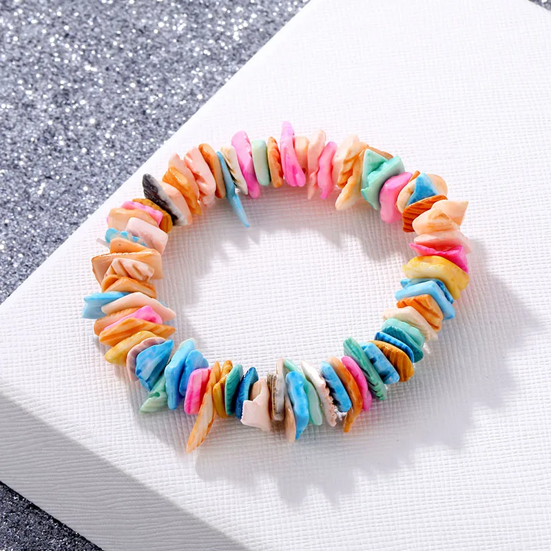IPARAM Vintage Geometric Bohemian Shell Gravel Bracelet for Women Beaded Color Adjustable Bracelet Jewelry Boho Style Gift