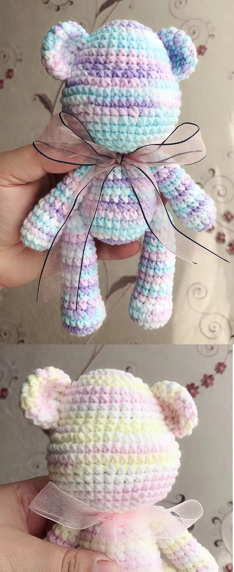 Hand made DIY Crochet rabbit material bag bear rabbit hand dyed milk cotton wool lace yarn flash light material bag
