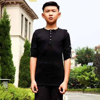 

Boys Latin Dance Top Short Sleeve Practice Shirts Samba Rumba Cha Cha Tango Salsa Dancing Clothes Kids Modern Dancewear DN4171