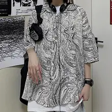 

Summer Trend Men and Women Retro Ink Painting Print Shirt Short Sleeve
