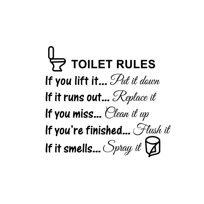 Creative Reminder Writing Toilet Stickers DIY Wc Washroom PVC Waterproof Posters Decals Models Wall Stickers Art Home Decoration