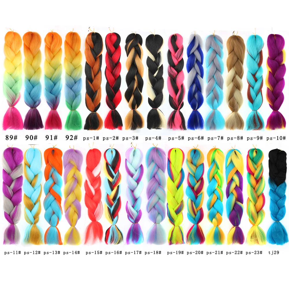 LiangMo три/два тона синтетические Омбре Джамбо плетение волос для наращивания 2"(60 см) 100 г/шт. термостойкие цветные крючком косы