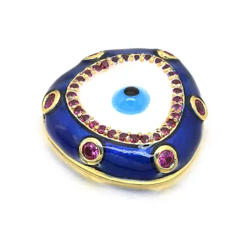 

Inside Holes Lucky Eye Blue Evil Eye Charms Connector For Bracelet Copper CZ Enamel Jewelry Accessories Making Handmade Pendant