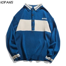 ^#Cheap ICPANS Oversized Loose Pullovers Sweater Men Women Turn Neck Korea Style Striped Hip Hop Sweaters Man 2019 Blue Brown ^#Cheap ICPANS Oversized Loose Pullovers Sweater Men Women Turn Neck Korea Style Striped Hip Hop Sweaters Man 2019 Blue Brown