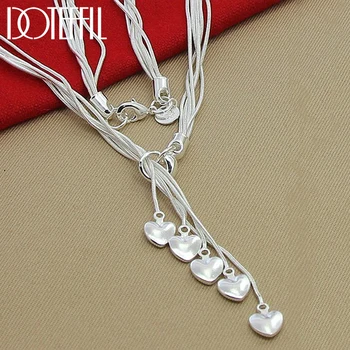 

DOTEFFIL 925 Sterling Silver Five Snake Chain Hearts Necklace For Women Wedding Engagement Fashion Jewelry