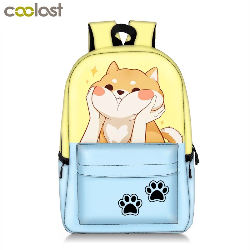 Shiba Inu Japanese Dog Baby Cute Personality 17 Inch College School Computer Bag Laptop Backpack with USB Charging Port for Women Men College Student Travel Outdoor Camping Daypack