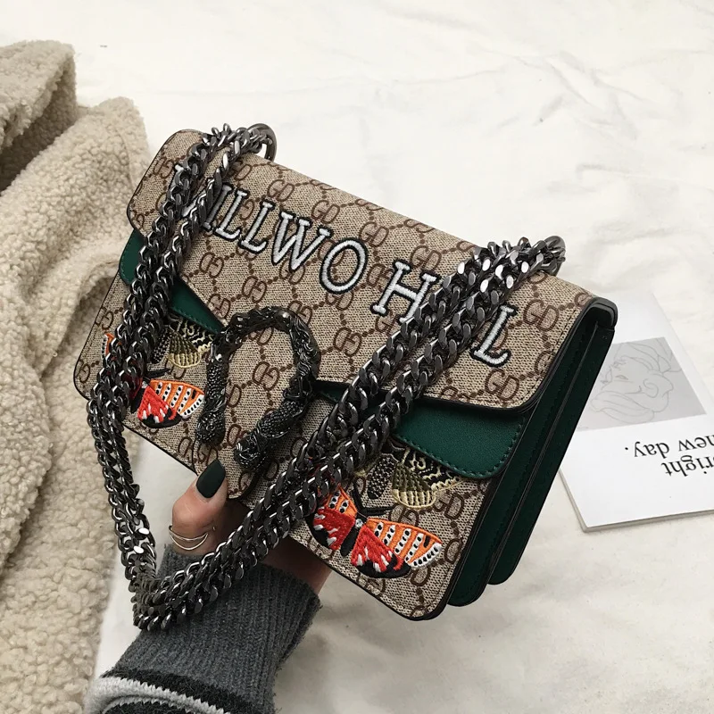 

New Fashion Chains Messenger Bag Fashion Bag Chain Small Square With Butterflies On Bag Messenger Women Shoulder Bag