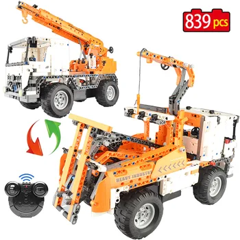 

839pcs RC City Engineering Truck Car 2 IN 1 Building Blocks Technic Remote Control Crane bricks Toys for Kids Gifts