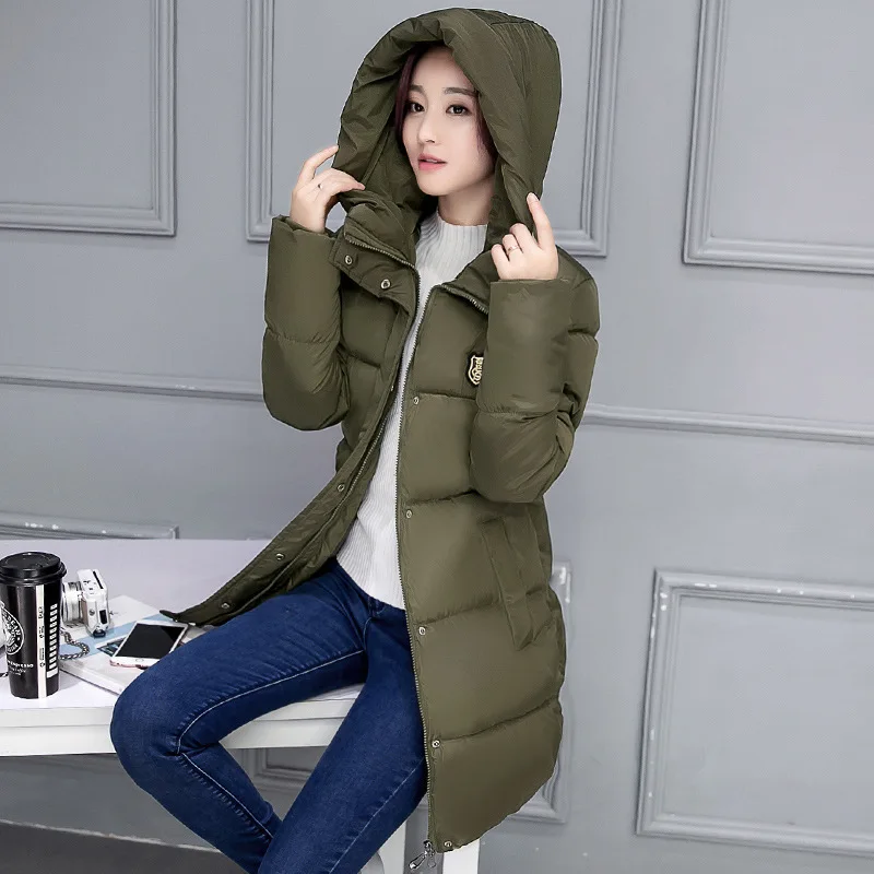 

2018 Winter New Style WOMEN'S Dress GIRL'S down Jacket Coat Mid-length Stand Collar Long Sleeve Students down Feather Cotton-pad