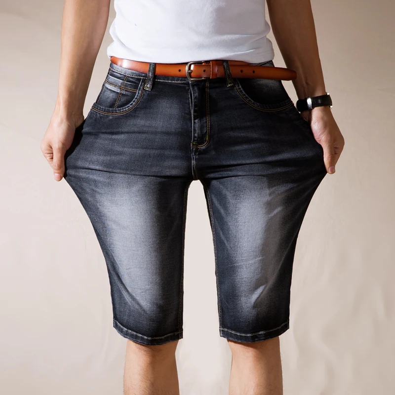 Летние новые мужские тонкие джинсовые шорты, модные эластичные повседневные Рваные джинсовые шорты, Мужская брендовая одежда