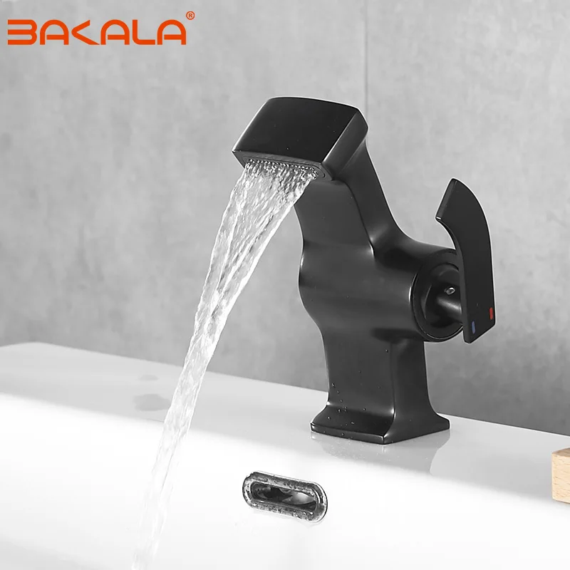 BLACK Basin Faucet white chrome waterfall tap bathroom sink faucet water tap mixer washbasin bath faucets brass basin mixer
