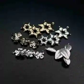 

silver light gold plated brass tree leaf flower charm DIY jewelry supplies findings 1800495