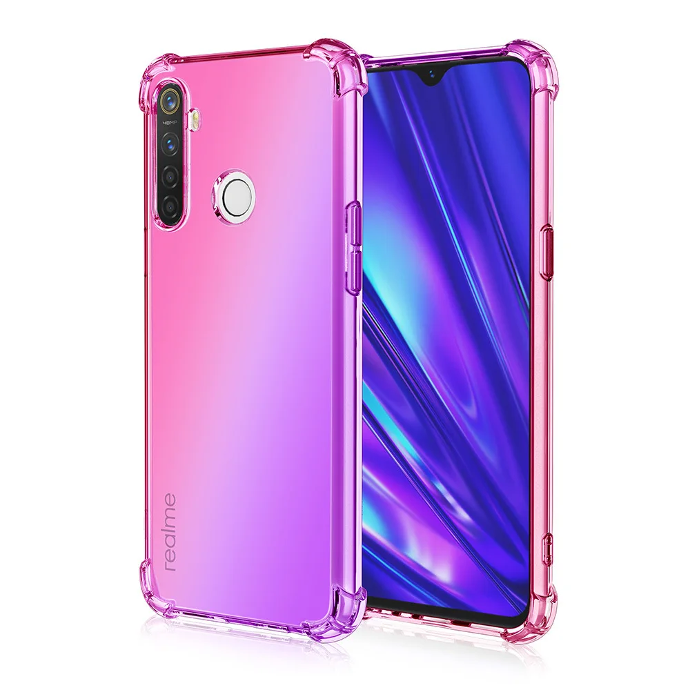 Противоударный градиентный телефонный чехол для OPPO R19 F11 PRO A9 F11 R17 PRO Realme 5 PRO Reno 2Z REALME X2 Мягкий защитный чехол