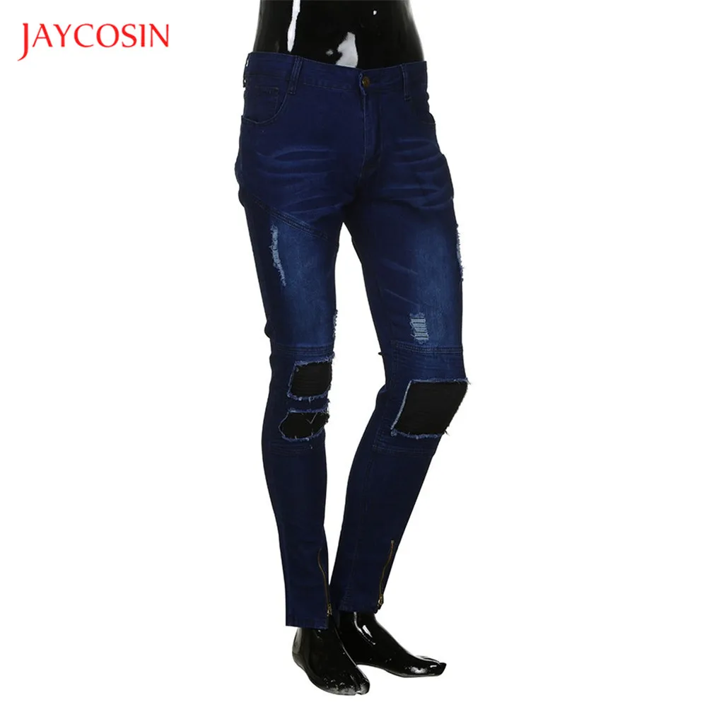 Jaycosin, мужские джинсы, облегающие, классические,, поддельные, на молнии, дизайнерские джинсы, мужские, повседневные, узкие брюки, средняя талия, брюки, Homme S-3XL