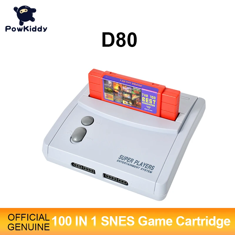 Игровая приставка POWKIDDY D80 для ТВ-видео игр S-n-e-s 16 бит с картриджем 100 в 1 SNES (может