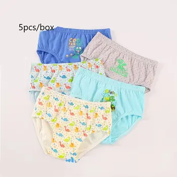 

5pcs/box Boys Briefs Underwear Cotton Spandex Cartoon Dinosaur Stretchy Panties Kids Clothes 1 2 3 4 5 6 7 8 Year Old OBU203117