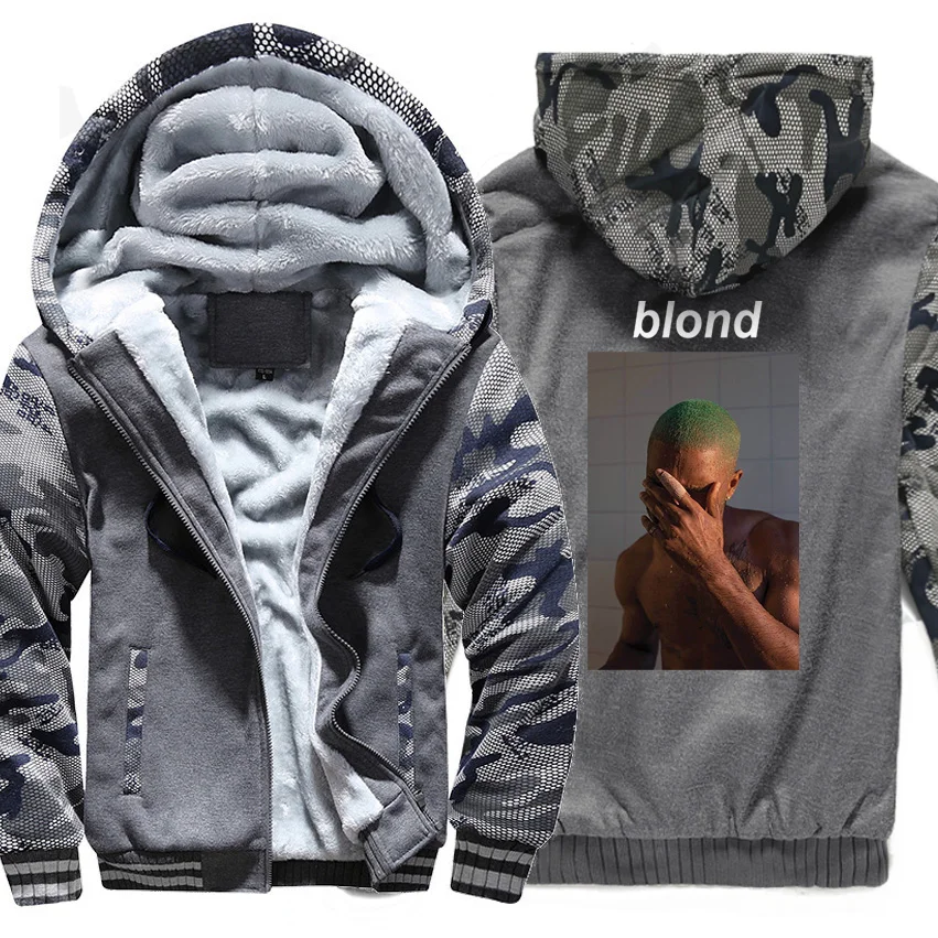 Камуфляжная куртка Для мужчин с капюшоном худи; Толстовка рисунок Frank Ocean из плотного флиса Для мужчин толстовки с капюшоном пальто осень-зима куртки в уличном стиле - Цвет: dark gray 6