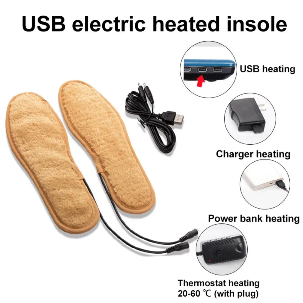 USB стельки для обуви с подогревом, теплые удобные стельки с подогревом для зимних видов спорта на открытом воздухе